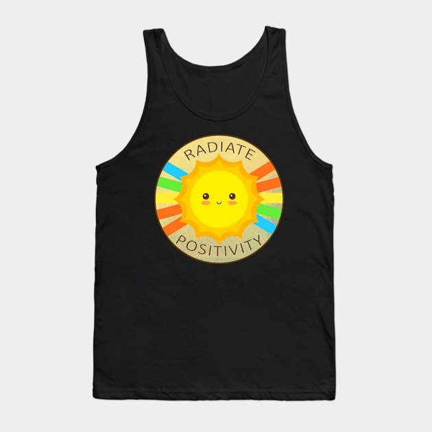 Radiate Positivity Be Happy Good-Vibes Cute Sun & Rainbow Tank Top by mangobanana